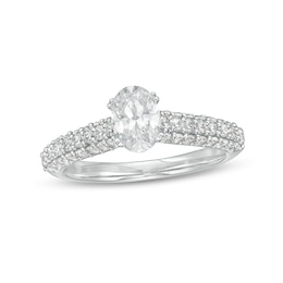 Previously Owned - 1-1/2 CT. T.W. Oval Lab-Grown Diamond Engagement Ring in 14K White Gold (F/VS2)