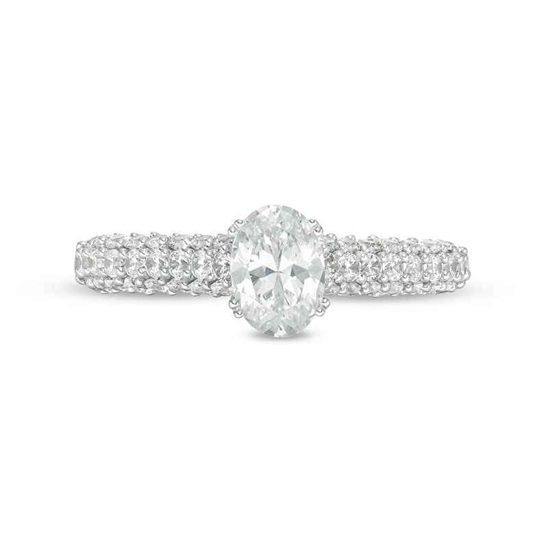 Main Image 4 of Previously Owned - 1-1/2 CT. T.W. Oval Lab-Grown Diamond Engagement Ring in 14K White Gold (F/VS2)