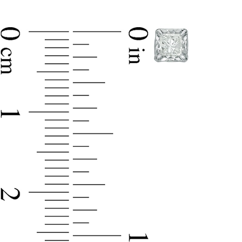 Main Image 2 of Previously Owned - 1/2 CT. T.W. Princess-Cut Diamond Solitaire Stud Earrings in 10K White Gold