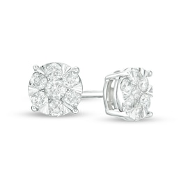 Previously Owned - 1/2 CT. T.W. Diamond Frame Stud Earrings in 10K White Gold