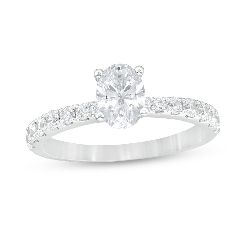 Main Image 1 of Previously Owned - 1 CT. T.W. Oval Diamond Engagement Ring in 14K White Gold (I/SI2)