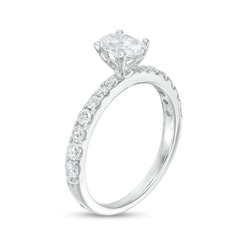 Main Image 2 of Previously Owned - 1 CT. T.W. Oval Diamond Engagement Ring in 14K White Gold (I/SI2)