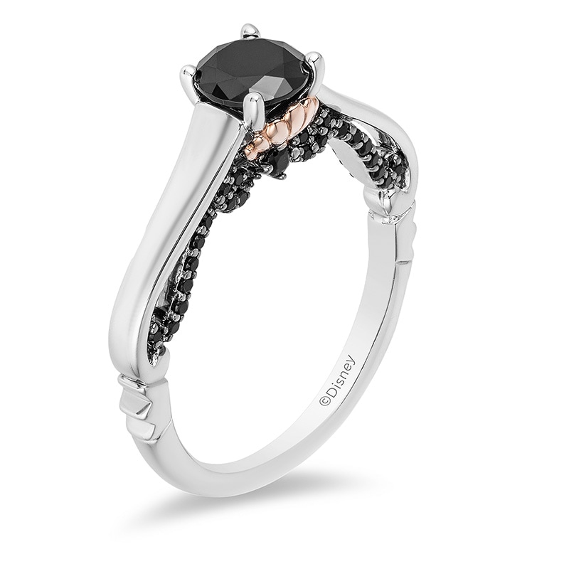 Main Image 2 of Previously Owned - Enchanted Disney Villains Ursula 1-1/4 CT. T.W. Black Diamond Engagement Ring in 14K Two-Tone Gold