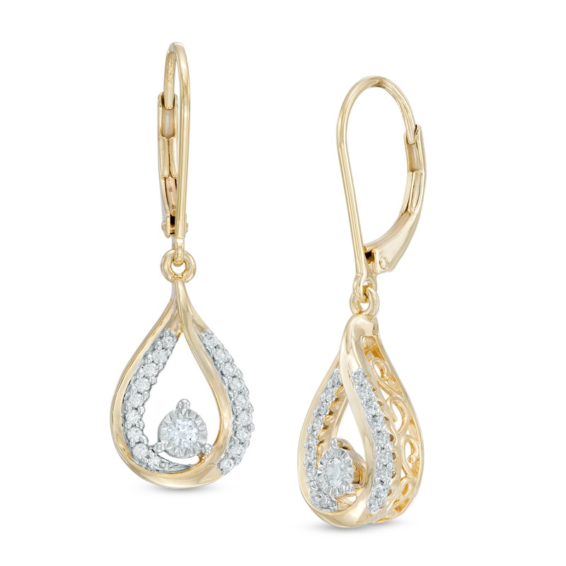 Main Image 1 of Previously Owned - 1/3 CT. T.W. Diamond Teardrop Earrings in 10K Two-Tone Gold