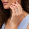 Thumbnail Image 2 of Previously Owned - 1 CT. T.W. Oval Diamond Scallop Frame Twist Shank Engagement Ring in 14K White Gold