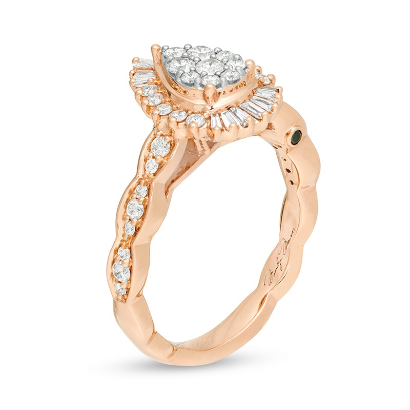 Main Image 2 of Previously Owned - Marilyn Monroe™ Collection 5/8 CT. T.W. Composite Pear-Shaped Diamond Scallop Shank in 14K Rose Gold