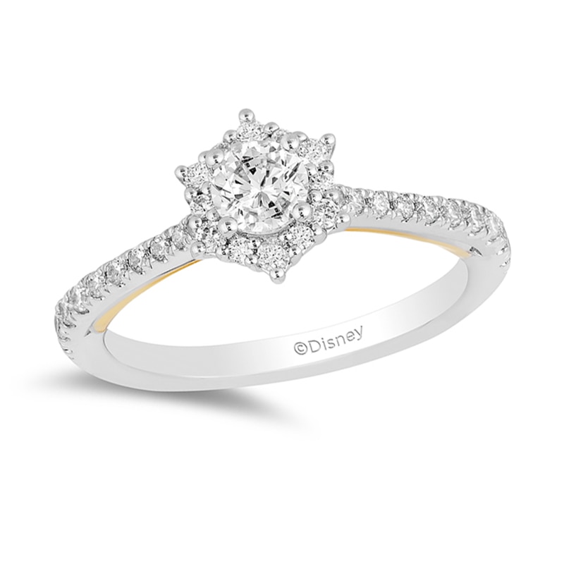 Main Image 1 of Previously Owned - Enchanted Disney Tinker Bell 3/4 CT. T.W. Diamond Hexagon Frame Engagement Ring in 14K Two-Tone Gold