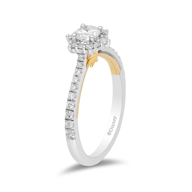 Main Image 2 of Previously Owned - Enchanted Disney Tinker Bell 3/4 CT. T.W. Diamond Hexagon Frame Engagement Ring in 14K Two-Tone Gold