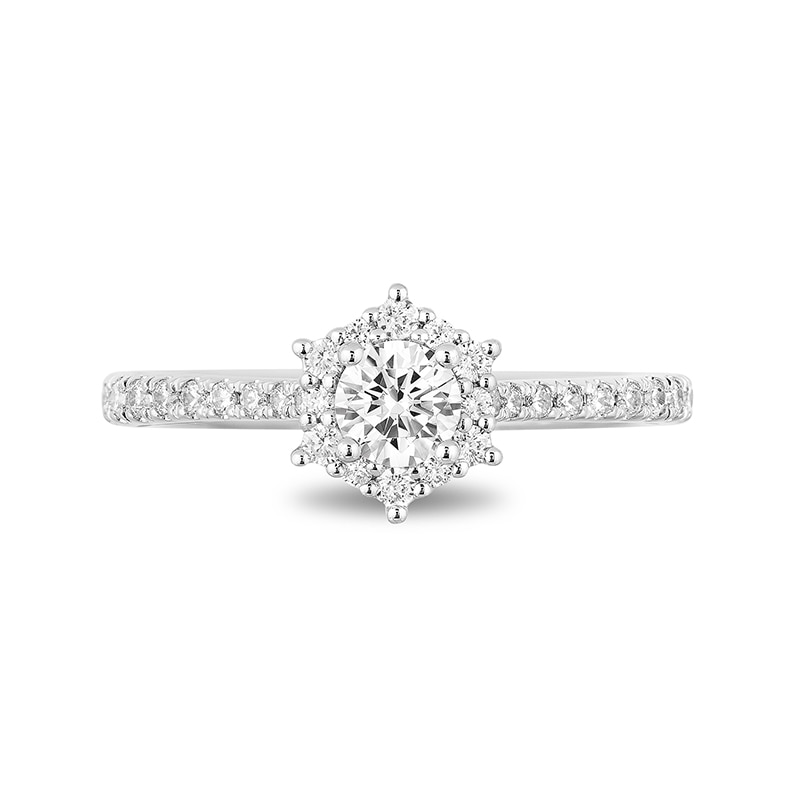 Main Image 3 of Previously Owned - Enchanted Disney Tinker Bell 3/4 CT. T.W. Diamond Hexagon Frame Engagement Ring in 14K Two-Tone Gold