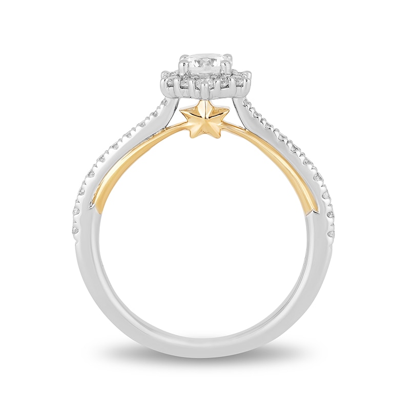 Main Image 4 of Previously Owned - Enchanted Disney Tinker Bell 3/4 CT. T.W. Diamond Hexagon Frame Engagement Ring in 14K Two-Tone Gold