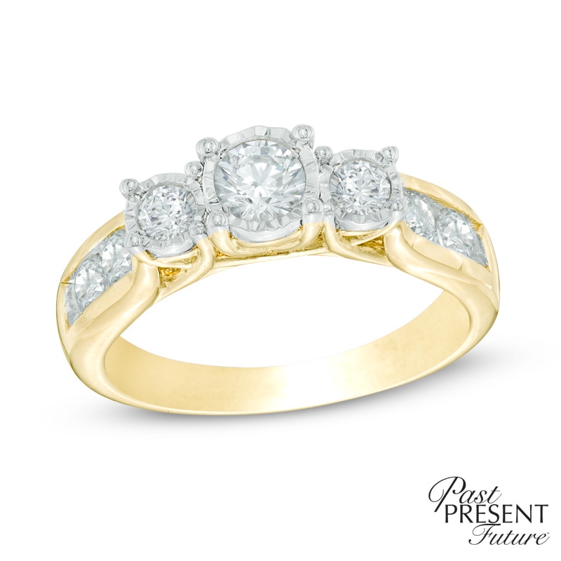 Main Image 1 of Previously Owned - 1 CT. T.W. Diamond Past Present Future® Miracle Engagement Ring in 10K Gold