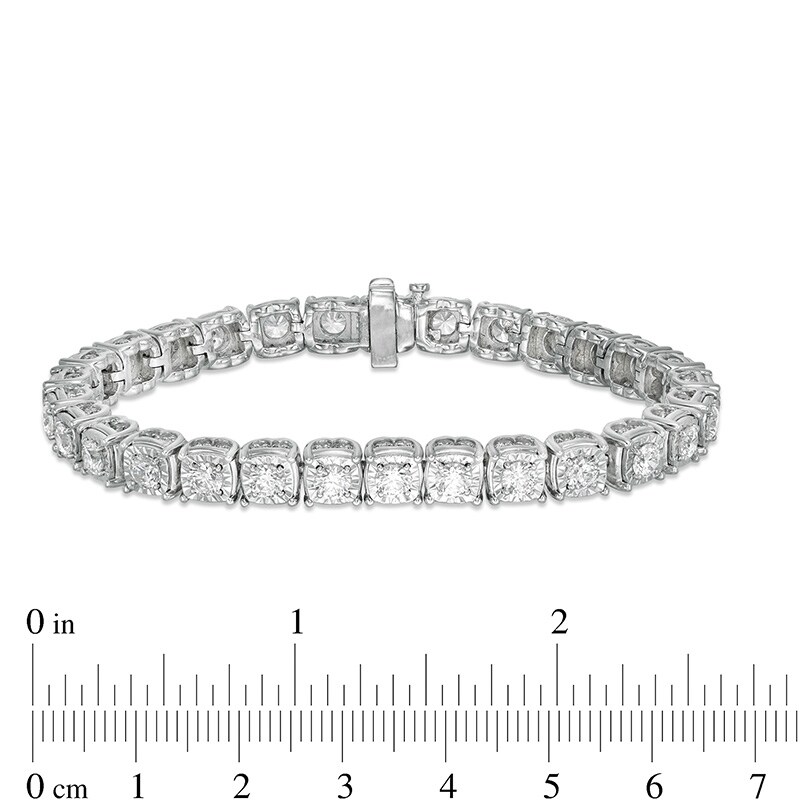 Main Image 2 of Previously Owned - 10 CT. T.W. Diamond Square Tennis Bracelet in 10K White Gold