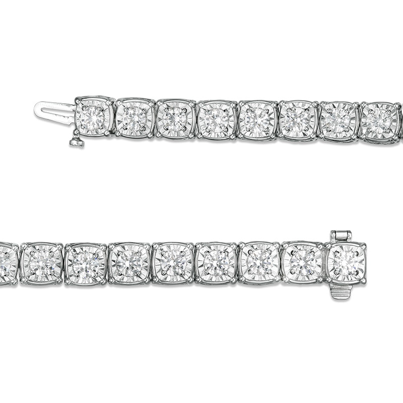 Main Image 3 of Previously Owned - 10 CT. T.W. Diamond Square Tennis Bracelet in 10K White Gold