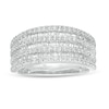Thumbnail Image 1 of Previously Owned - 1/2 CT. T.W. Baguette and Round Diamond Alternating Multi-Row Ring in 10K White Gold