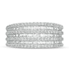 Thumbnail Image 4 of Previously Owned - 1/2 CT. T.W. Baguette and Round Diamond Alternating Multi-Row Ring in 10K White Gold