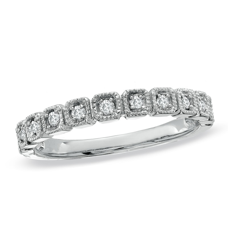 Main Image 1 of Previously Owned - 1/6 CT. T.W. Diamond Box Wedding Band in 14K White Gold