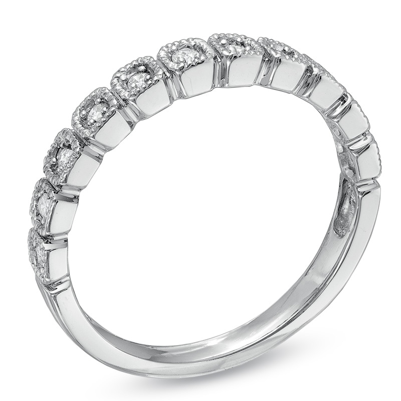 Main Image 2 of Previously Owned - 1/6 CT. T.W. Diamond Box Wedding Band in 14K White Gold