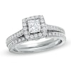 Thumbnail Image 1 of Previously Owned Celebration 102® 1 CT. T.W. Princess-Cut Diamond Soldered Bridal Set in 18K White Gold (I/SI2)