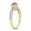 Thumbnail Image 2 of Previously Owned - 3/4 CT. T.W. Enhanced Pink and White Diamond Two Row Engagement Ring in 14K Gold