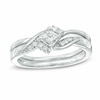 Thumbnail Image 1 of Previously Owned - 1/4 CT. T.W. Princess-Cut Diamond Bridal Set in 10K White Gold