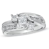 Thumbnail Image 1 of Previously Owned 1 CT. T.W. Princess-Cut Diamond Three Stone Soldered Bridal Set in 14K White Gold