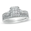 Thumbnail Image 0 of Previously Owned - 1/2 CT. T.W. Quad Princess-Cut Diamond Vintage-Style Bridal Set in 10K White Gold