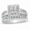 Thumbnail Image 1 of Previously Owned - 2 CT. T.W. Princess-Cut Quad Diamond Frame Bridal Set in 14K White Gold
