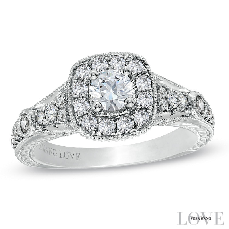 Main Image 1 of Previously Owned - Vera Wang Love Collection 1 CT. T.W. Diamond Engagement Ring in 14K White Gold