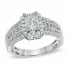 Thumbnail Image 0 of Previously Owned - 1 CT. T.W. Composite Emerald-Cut Diamond Multi-Row Engagement Ring in 14K White Gold