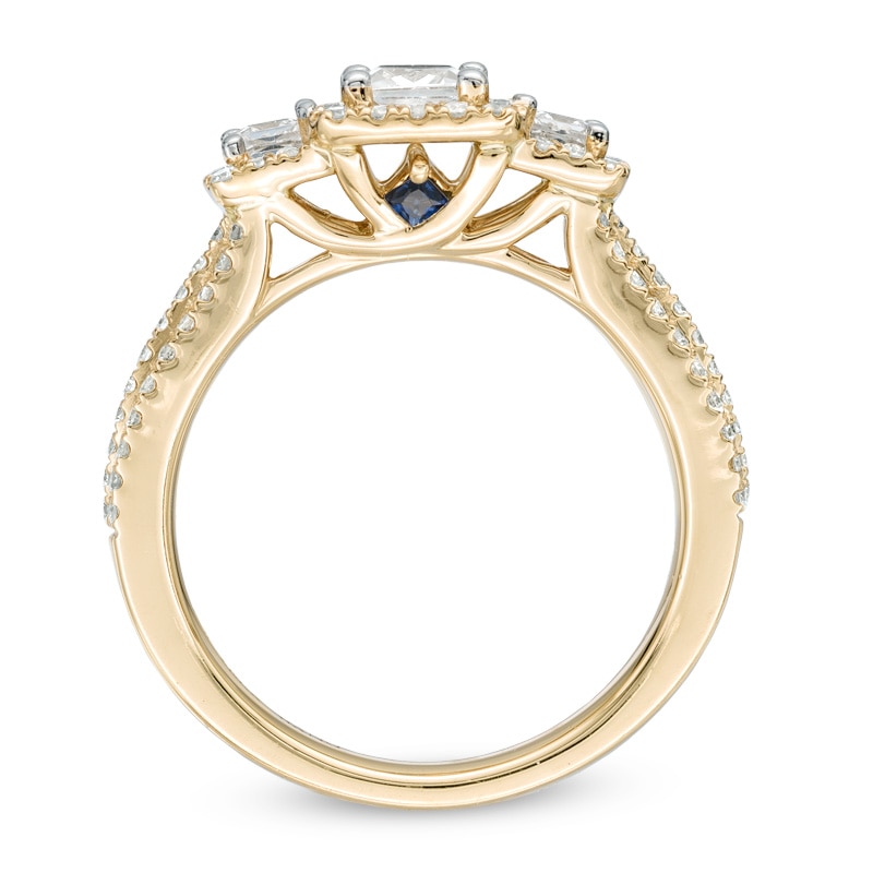 Main Image 3 of Previously Owned - Vera Wang Love Collection 1 CT. T.W. Princess-Cut Diamond Three Stone Engagement Ring in 14K Gold