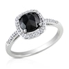 Thumbnail Image 1 of Previously Owned - 1 CT. T.W. Cushion-Cut Enhanced Black and White Diamond Frame Ring in 14K White Gold