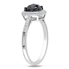 Thumbnail Image 2 of Previously Owned - 1 CT. T.W. Cushion-Cut Enhanced Black and White Diamond Frame Ring in 14K White Gold