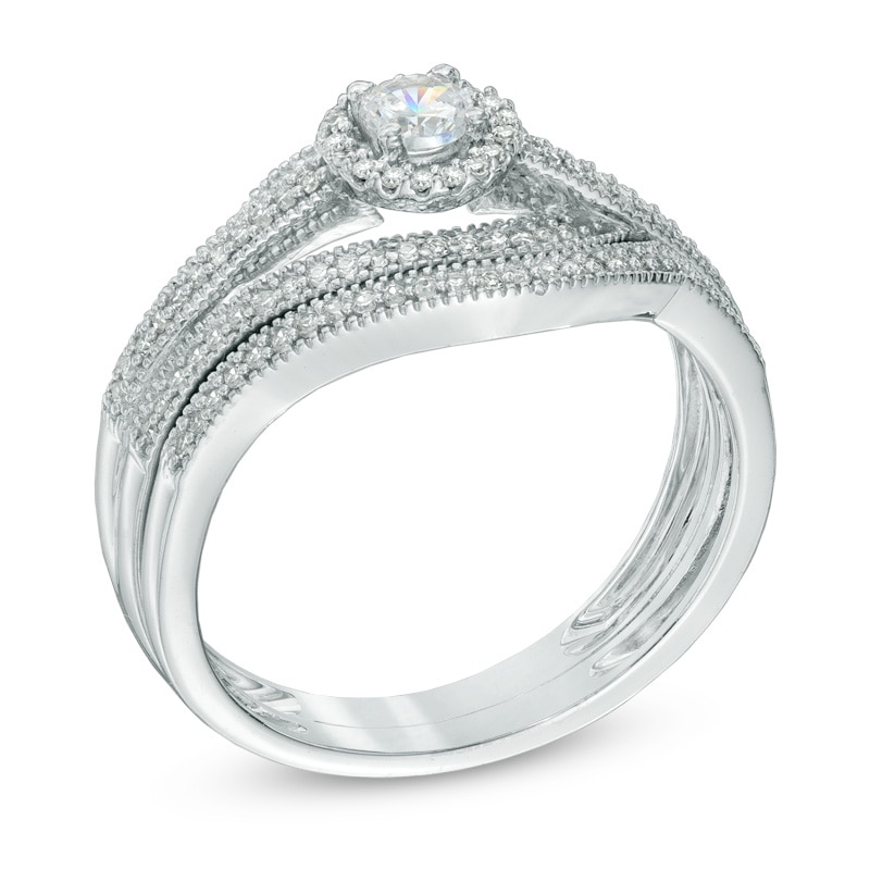 Main Image 2 of Previously Owned - 1/3 CT. T.W. Diamond Vintage-Style Bridal Set in 10K White Gold