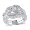Thumbnail Image 1 of Previously Owned - 1/2 CT. T.W. Diamond Three Stone Knot Bridal Set in Sterling Silver
