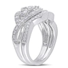Thumbnail Image 2 of Previously Owned - 1/2 CT. T.W. Diamond Three Stone Knot Bridal Set in Sterling Silver