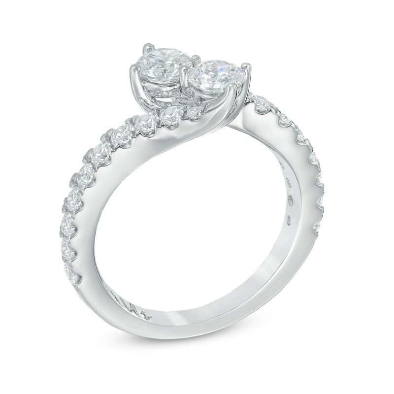 Previously Owned - Ever Us® 1 CT. T.W. Two-Stone Diamond Bypass Ring in 14K White Gold