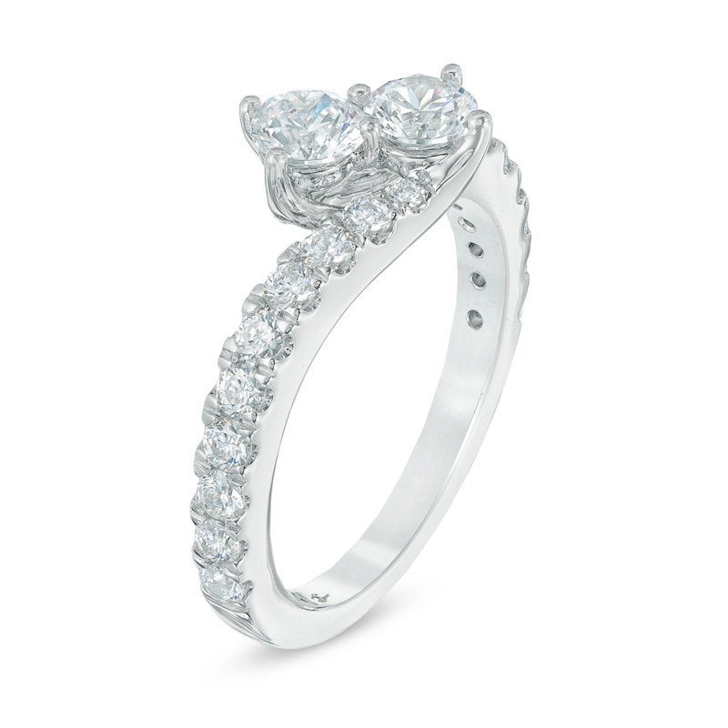 Previously Owned - Ever Us® 1 CT. T.W. Two-Stone Diamond Bypass Ring in 14K White Gold