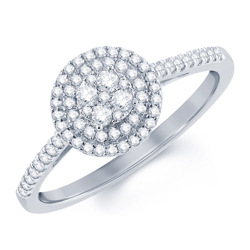Main Image 1 of Previously Owned - 1/3 CT. T.W. Composite Diamond Double Frame Engagement Ring in 10K White Gold