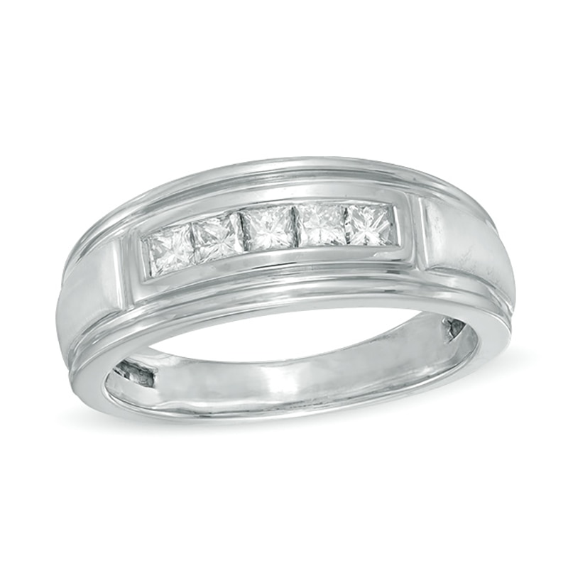 Main Image 1 of Previously Owned - 1/2 CT. T.W. Square-Cut Diamond Five Stone Band in 10K White Gold