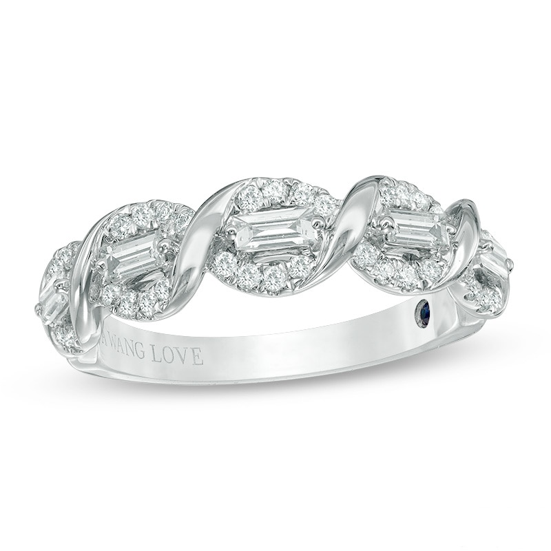 Main Image 1 of Previously Owned - Vera Wang Love Collection 1/2 CT. T.W. Baguette-Cut Diamond Twist Anniversary Band in 14K White Gold