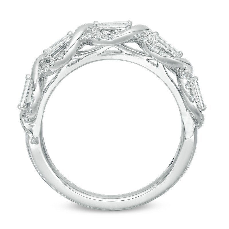 Main Image 3 of Previously Owned - Vera Wang Love Collection 1/2 CT. T.W. Baguette-Cut Diamond Twist Anniversary Band in 14K White Gold