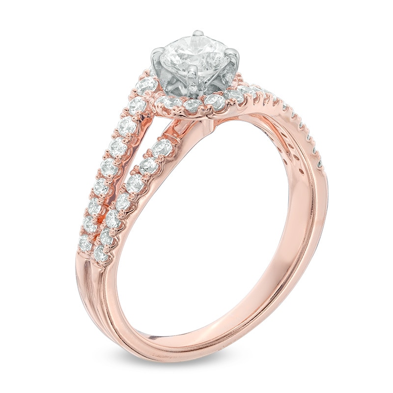 Main Image 2 of Previously Owned - 1 CT. T.W. Diamond Swirl Frame Engagement Ring in 14K Rose Gold