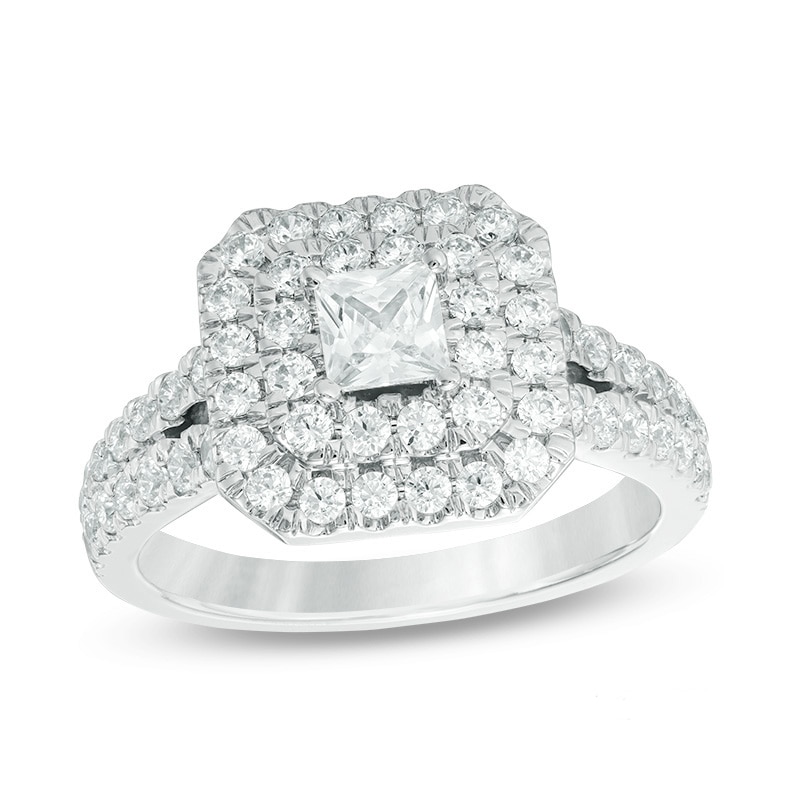 Main Image 1 of Previously Owned - Love's Destiny by Peoples 1-1/2 CT. T.W. Diamond Frame Engagement Ring in 14K Two-Tone Gold (I/I1)