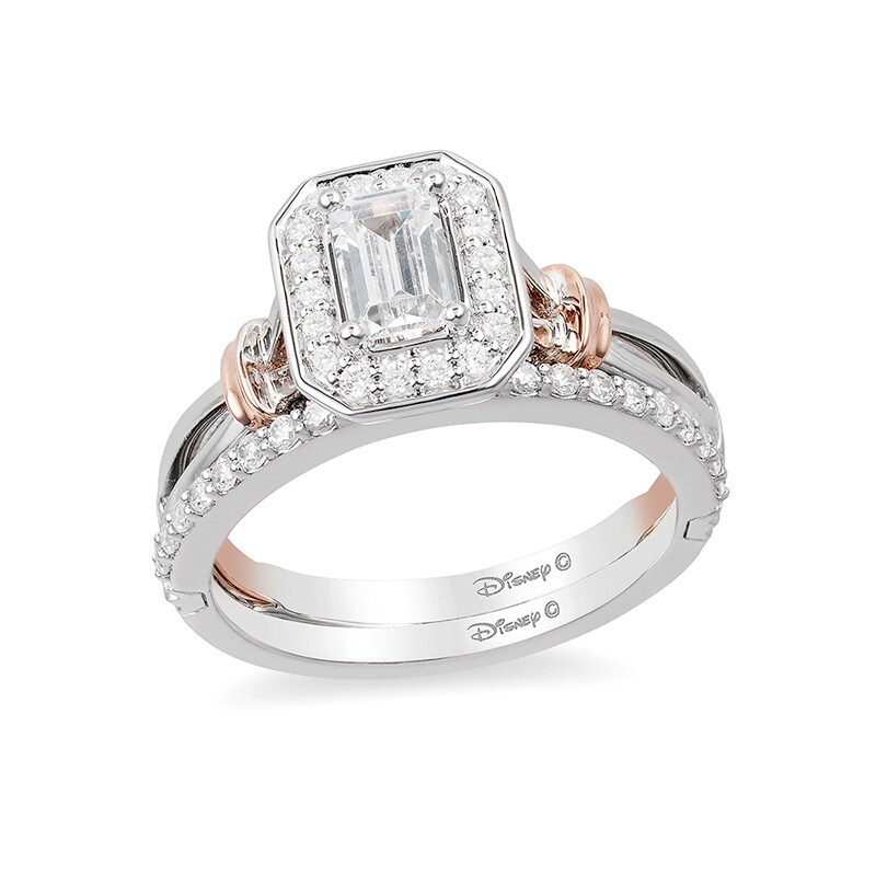 Previously Owned - Enchanted Disney Snow White 5/8 CT. T.W. Emerald-Cut Diamond Engagement Ring in 14K Two-Tone Gold