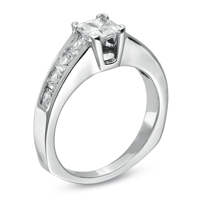 Previously Owned - 1-1/2 CT. T.W. Princess-Cut Diamond Channel Shank Engagement Ring in 14K White Gold