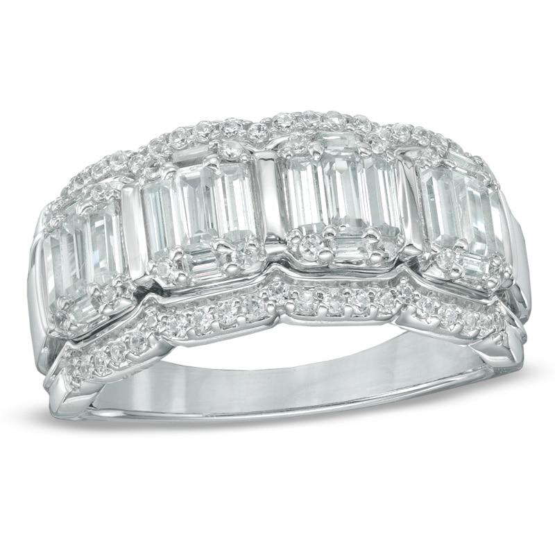 Main Image 1 of Previously Owned - 1 CT. T.W. Multi-Baguette Diamond Five Stone Anniversary Band in 14K White Gold