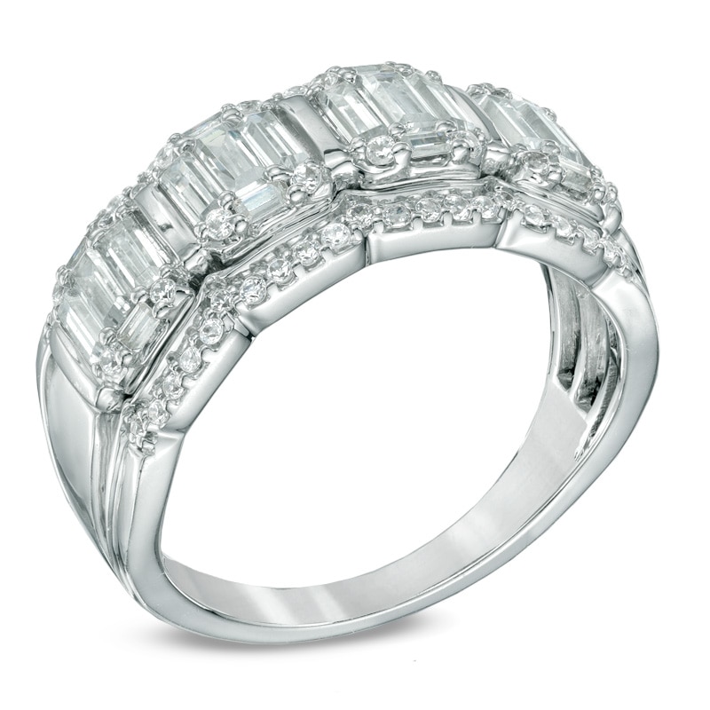 Main Image 2 of Previously Owned - 1 CT. T.W. Multi-Baguette Diamond Five Stone Anniversary Band in 14K White Gold