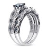 Thumbnail Image 2 of Previously Owned - 1 CT. T.W. Enhanced Blue Diamond Vintage-Style Bridal Set in 10K White Gold