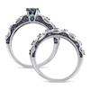 Thumbnail Image 3 of Previously Owned - 1 CT. T.W. Enhanced Blue Diamond Vintage-Style Bridal Set in 10K White Gold