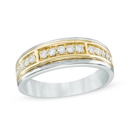Previously Owned - Men's 1/2 CT. T.W. Diamond Band in 14K Two-Tone Gold